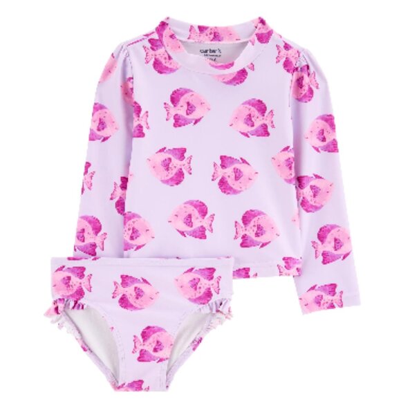 2T Carter's Toddler Girl 2-Piece Rash Guard Swimsuit Set - Picture 1 of 1
